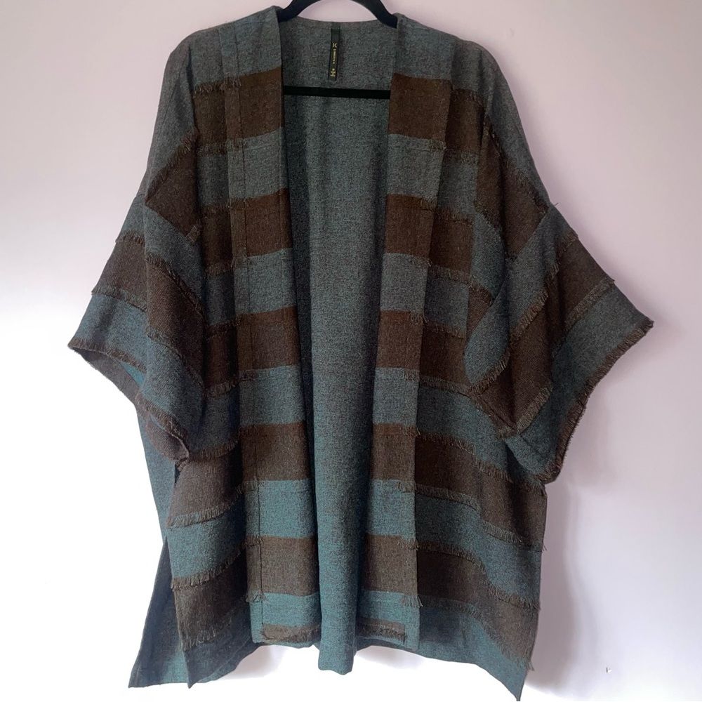 Ic Connie K Size M Striped Kimono Longline Cardigan Lagenlook Artsy